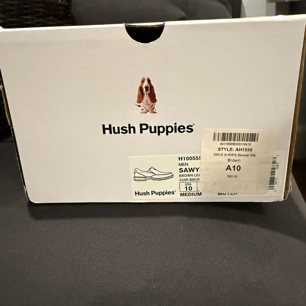 Men’s Hush Puppies Sawyer Brown Leather Loafers - new in box